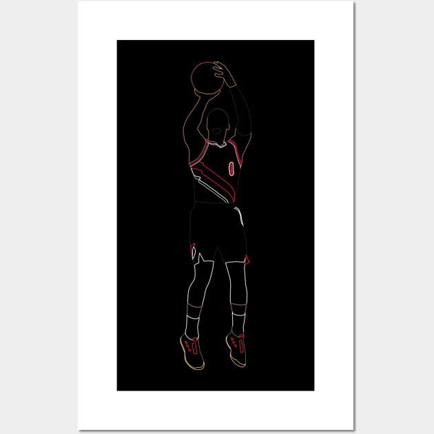 Damian Lillard Jumpshot Neon Wall Art by xRatTrapTeesx